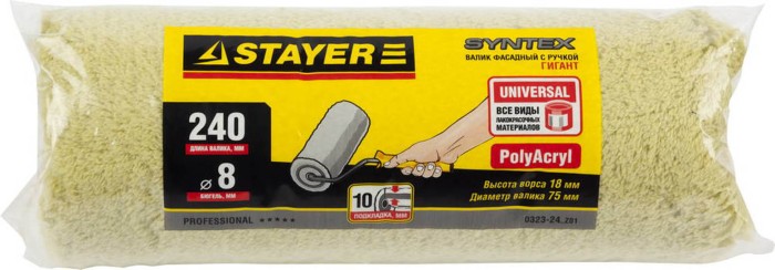 STAYER 240 мм, ⌀68 мм, полиакрил, валик с ручкой фасадный SYNTEX 0323-24_z01