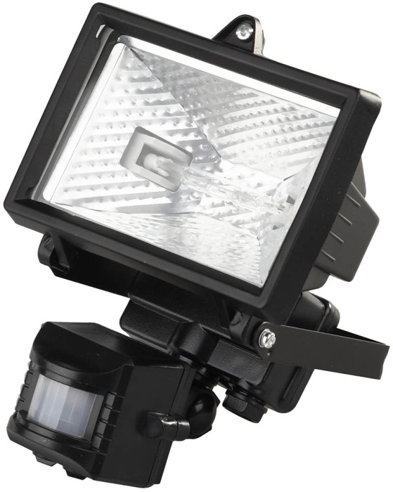 СВЕТОЗАР 150 Вт, с датчиком движения, с дугой крепления под установку, цвет черный, прожектор галогенный SV-57111-B