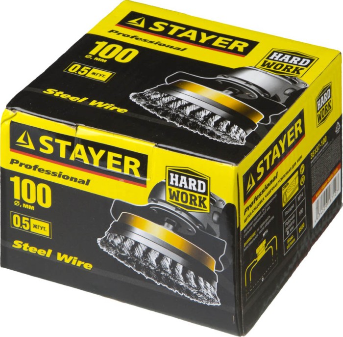 STAYER Ø 100 мм, щетка чашечная для УШМ 100 мм, 35137-100