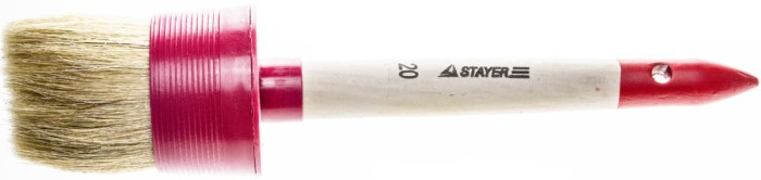 STAYER 65 мм, щетина натуральная, деревянная ручка, кисть малярная круглая 0141-65