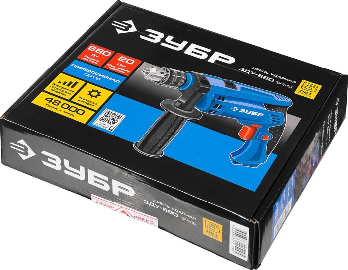 ЗУБР 680 Вт, дрель ударная ЗДУ-680 ЭРМ2 Профессионал