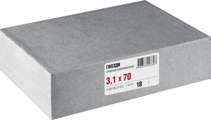 ЗУБР 70 х 3.1 мм, 18 шт., оцинкованные, гвозди ершеные 4-305146-31-070