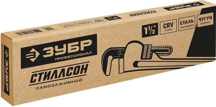 ЗУБР 1.5", трубный разводной ключ СТИЛЛСОН 27339-1_z02 Профессионал