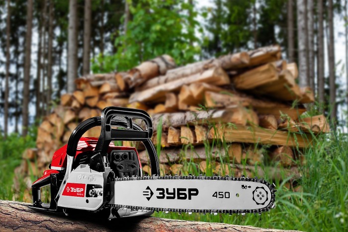 ЗУБР 2.6 кВт/3.5 л.с, 450 мм, пила цепная бензиновая ПБЦ-М52-45 Мастер