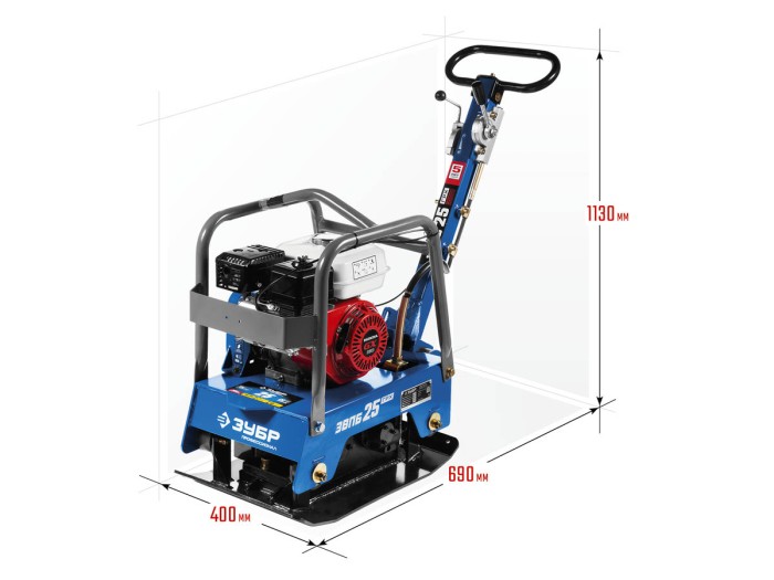 ЗУБР 25 кН, 5,5 л.с., 4000 Вт, плита бензиновая вибрационная реверсивная ЗВПБ-25 ГРХ Профессионал