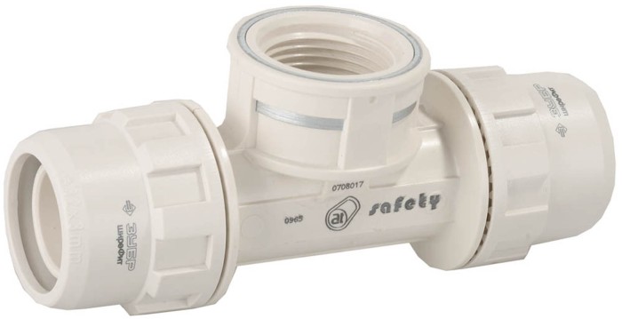 ЗУБР ШиреФит 32 мм-1&quot;-32 мм, &quot;штуцер с гайкой - внутренняя резьба - штуцер с гайкой&quot;, тройник переходной 51502-32-1-32