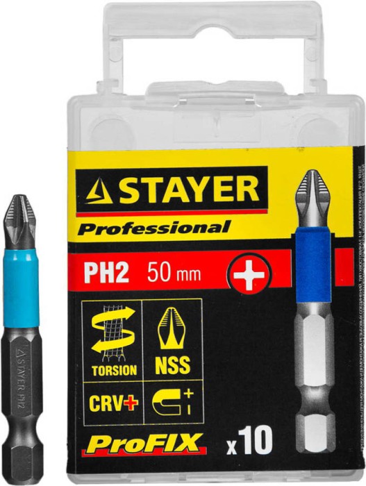 STAYER PH2, 50 мм, 10 шт., биты ProFix Phillips 26203-2-50-10_z01