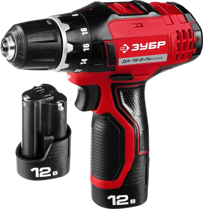 ЗУБР Li-Ion, 12 В, 2 АКБ, дрель-шуруповерт &quot;СУПЕРКОМПАКТ М3&quot;, ДА-12-2-Ли КНМ3 Мастер
