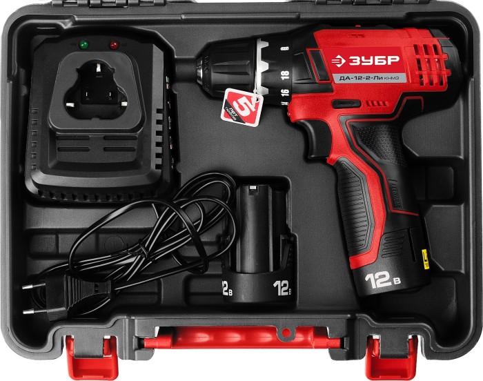 ЗУБР Li-Ion, 12 В, 2 АКБ, дрель-шуруповерт "СУПЕРКОМПАКТ М3", ДА-12-2-Ли КНМ3 Мастер