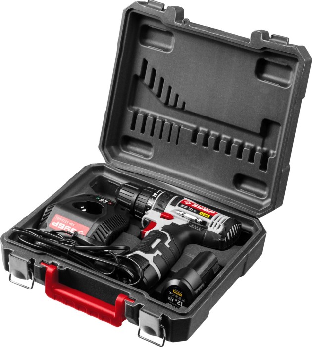 ЗУБР Li-Ion, 12 В, кейс, 2 АКБ, дрель-шуруповерт ДШЛ-121 КН Стандарт