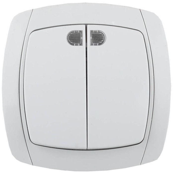 СВЕТОЗАР 10А/~250В, белый, двухклавишный, выключатель &quot;CITY LIGHT&quot; SV-54235-W