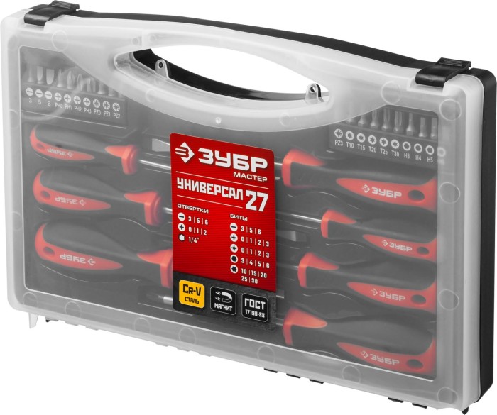 ЗУБР 27 шт, набор отверток с битами "Универсал 27" 25027 Мастер
