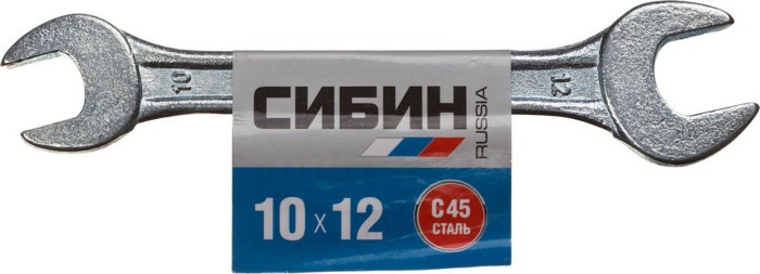 СИБИН 10х12 мм, оцинкованный, гаечный ключ рожковый 27014-10-12