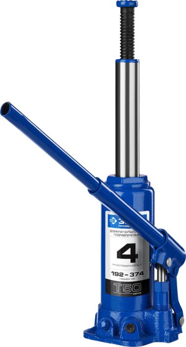 ЗУБР 4 т, 192-374 мм, домкрат бутылочный гидравлический T50 43060-4_z01 Профессионал