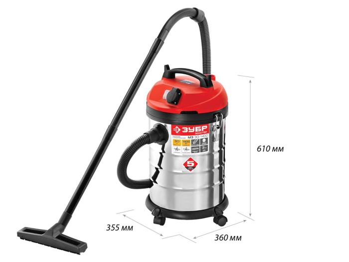ЗУБР 1400 Вт, пылесос строительный ПУ-30-1400 М3 Мастер