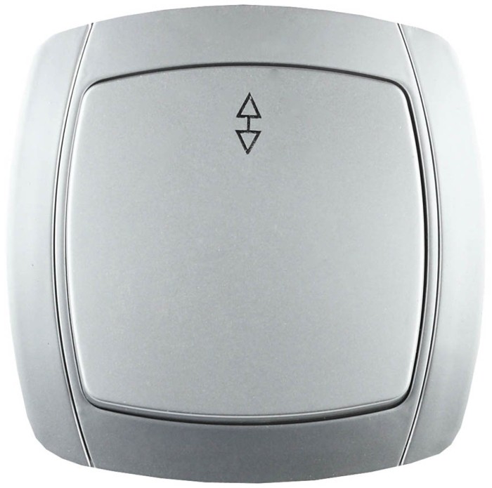 СВЕТОЗАР 10А/~250В, серебристый металлик, проходной, одноклавишный, выключатель &quot;АКЦЕНТ&quot; SV-54237-SM