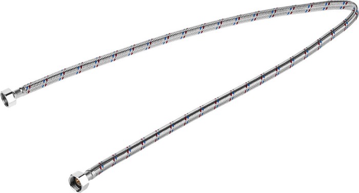 ЗУБР 1/2&quot;, 1 м, оплетка из нержавеющей стали, подводка гибкая для воды 51005-G/G-100