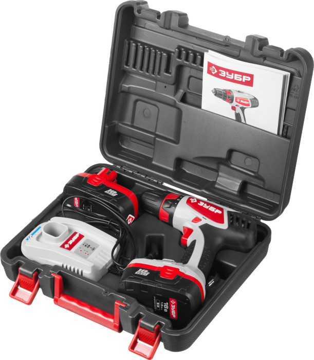 ЗУБР Ni-Cd, 18 В, 2 АКБ, дрель-шуруповерт ЗДА-18-2 КИН Профессионал