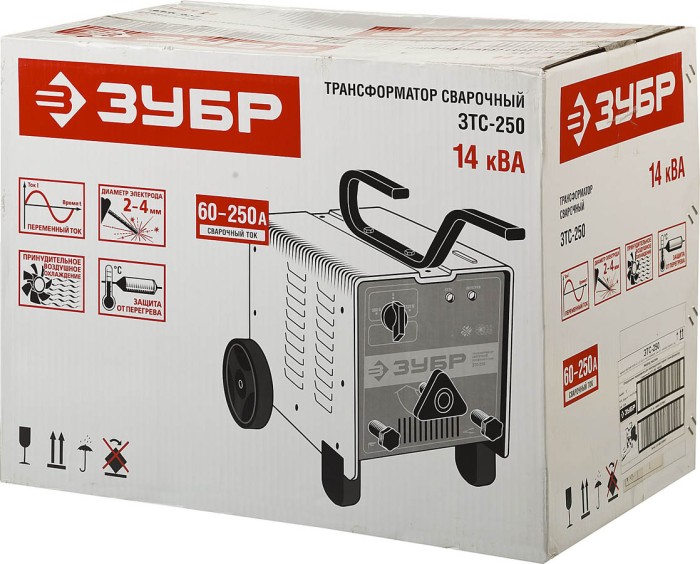 ЗУБР 60-250 А, ММА, электрод 2-5 мм, ПН-10%, сварочный трансформатор ЗТС-250