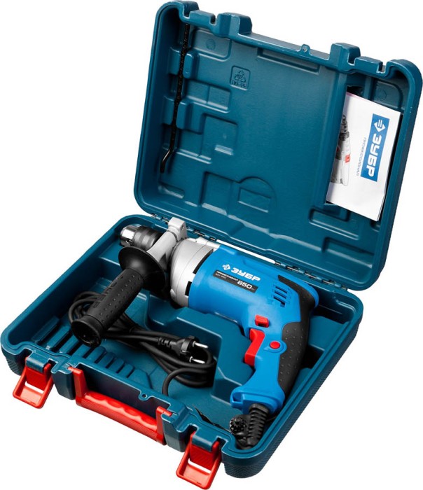 ЗУБР 850 Вт, кейс, дрель ударная ЗДУ-850 ЭРМКМ2 Профессионал