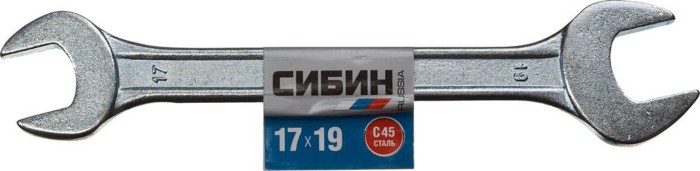 СИБИН 17х19 мм, оцинкованный, гаечный ключ рожковый 27014-17-19