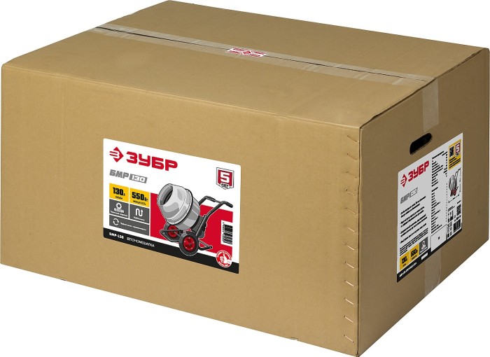 ЗУБР   130 л, 550 Вт, бетоносмеситель с редуктором (БМР-130)