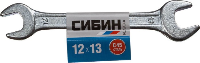 СИБИН 12х13 мм, оцинкованный, гаечный ключ рожковый 27014-12-13