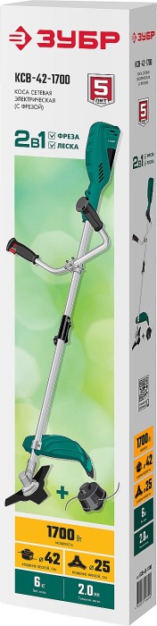 ЗУБР 1700 Вт, ш/с 42/25.5 см, коса сетевая КСВ-42-1700 Мастер