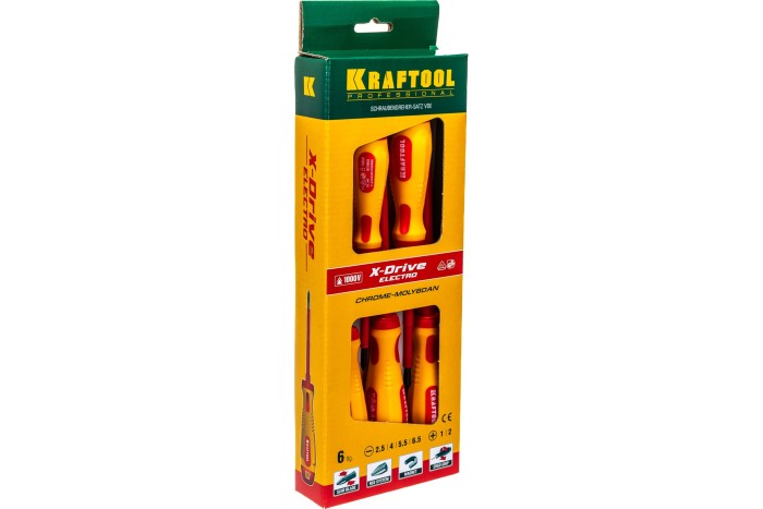 KRAFTOOL 6 шт., набор диэлектрических отверток Х-Drive Electro 250088-H6