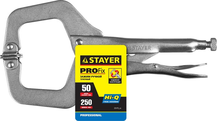 STAYER 250 мм, CrV, зажим ручной точечный 22476_z01 Professional