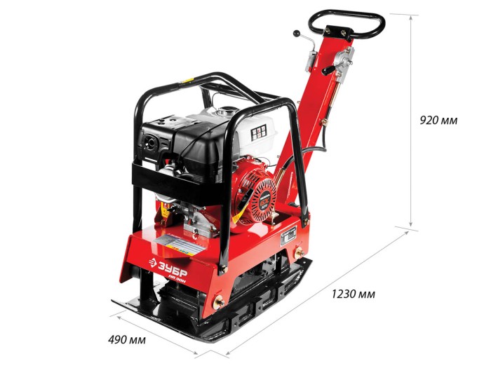 ЗУБР 30 кН, 9 л.с., 6600 Вт, плита бензиновая вибрационная реверсивная ЗВПБ-30 ГРХ Профессионал
