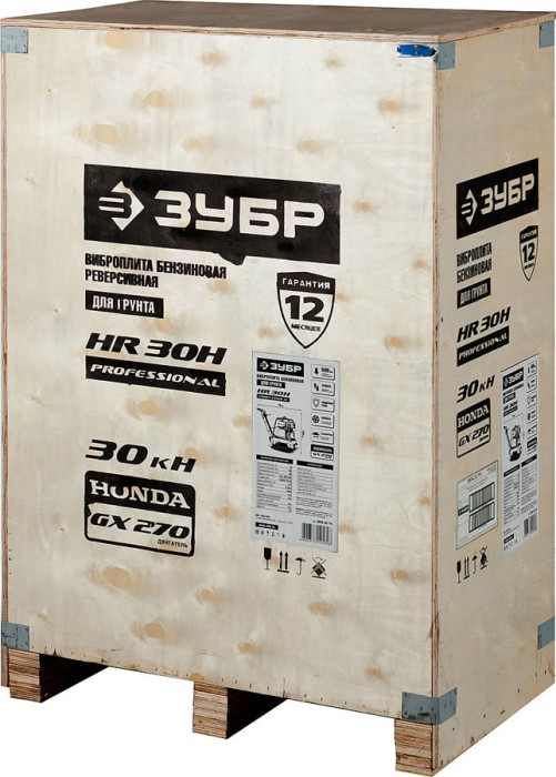 ЗУБР 30 кН, 9 л.с., 6600 Вт, плита бензиновая вибрационная реверсивная ЗВПБ-30 ГРХ Профессионал