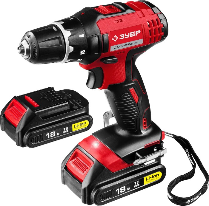 ЗУБР Li-Ion 18 В, 2 АКБ дрель-шуруповерт &quot;СУПЕРКОМПАКТ М2&quot;, ДА-18-2-Ли КНМ2 Мастер
