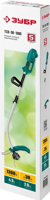 ЗУБР 1300 Вт, ш/с 38 см, триммер сетевой ТСВ-38-1300 Мастер