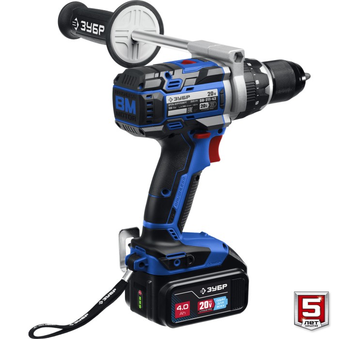 ЗУБР  Т7, 20 В, 100 Н·м, 2 АКБ (4 А·ч), бесщеточная дрель-шуруповерт, кейс, Профессионал (DB-211-42)