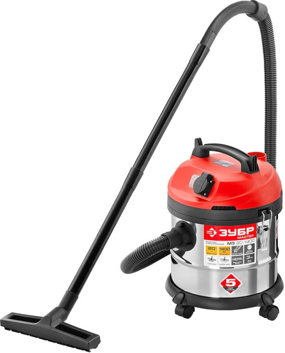 ЗУБР 1400 Вт, пылесос строительный ПУ-20-1400 М3 Мастер