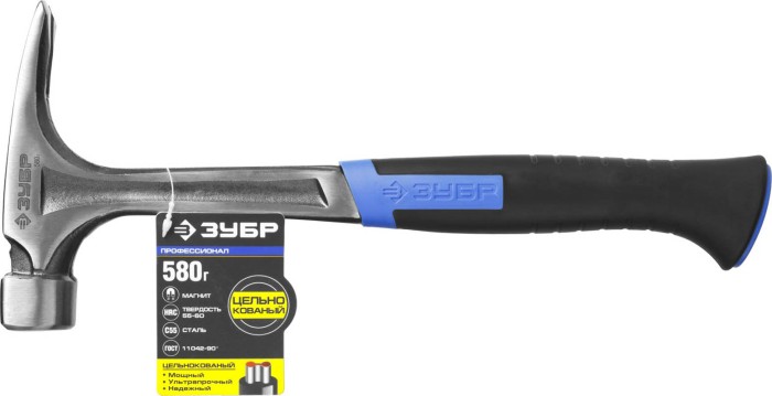ЗУБР 580 г, молоток-гвоздодер цельнокованый с магнитом ТИТАН 20258-580 Профессионал