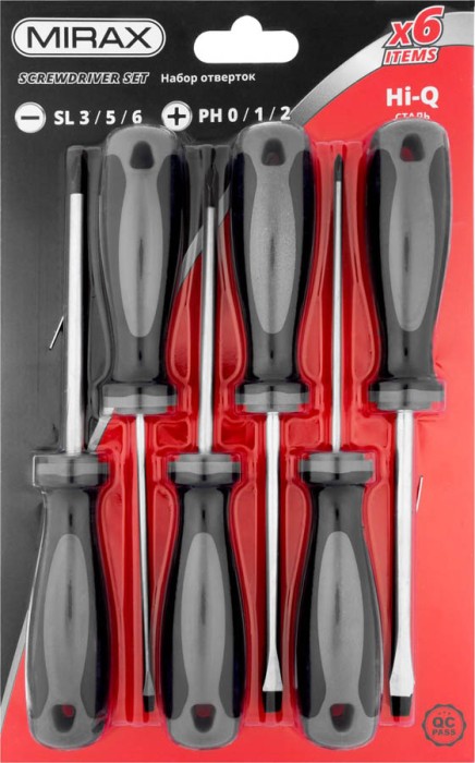 MIRAX 6 шт, набор отверток с закаленным стержнем 25186