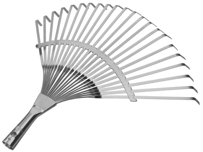 Raco 450 мм, 22 плоских зубца, усиленные, гальваническое покрытие, грабли веерные 4231-53/732