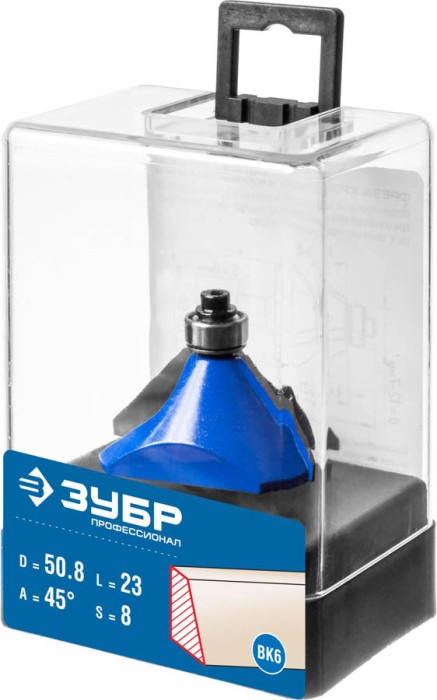 ЗУБР 50.8 x 23 мм, угол 45°, фреза кромочная калевочная(фасочная) №9 28711-50.8 Профессионал