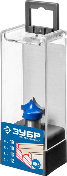 ЗУБР 19 x 13 мм, радиус 10 мм, фреза пазовая фасонная №4 28743-19-13 Профессионал