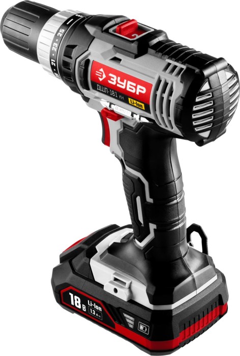 ЗУБР Li-Ion, 18 В, кейс, 2 АКБ, дрель-шуруповерт ДШЛ-181 КН Стандарт