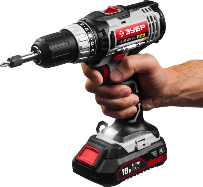 ЗУБР Li-Ion, 18 В, кейс, 2 АКБ, дрель-шуруповерт ДШЛ-181 КН Стандарт