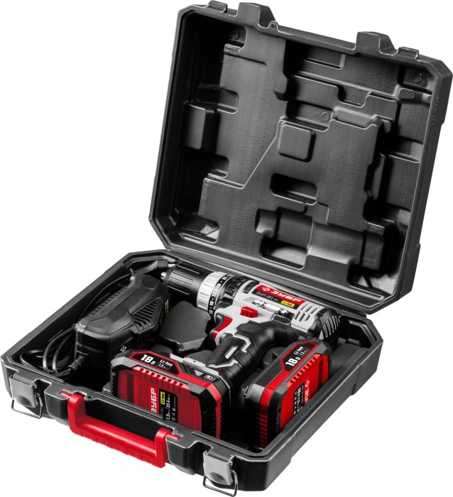 ЗУБР Li-Ion, 18 В, кейс, 2 АКБ, дрель-шуруповерт ДШЛ-181 КН Стандарт