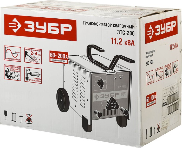 ЗУБР 60-200 А, ММА, электрод 2-4 мм, ПН-10%, сварочный трансформатор ЗТС-200