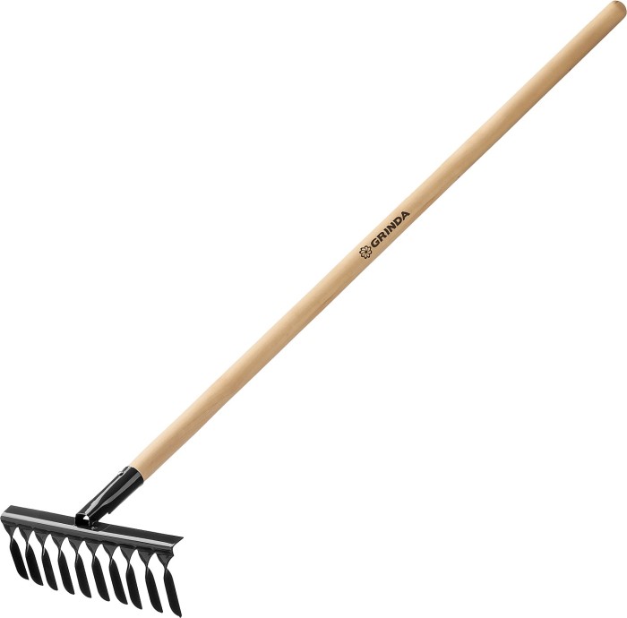 GRINDA 12 витых зубьев, грабли садовые с деревянным черенком 39581-12