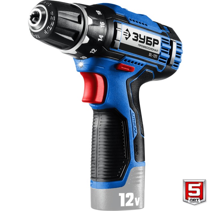 ЗУБР 12 В, без АКБ, в коробке, дрель-шуруповерт DL-121 Профессионал