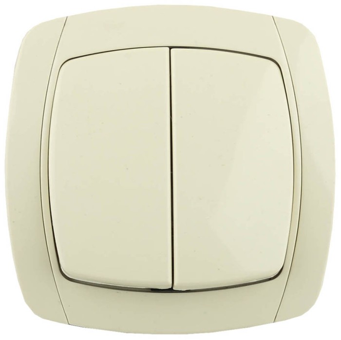 СВЕТОЗАР 10А/~250В, бежевый, двухклавишный, выключатель &quot;CITY LIGHT&quot; SV-54234-B