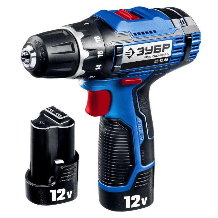 ЗУБР 12 В, 2 АКБ, в кейсе, дрель-шуруповерт DL-12 A5 Профессионал