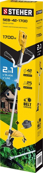 STEHER 1700 Вт, диаметр скашивания 42/25 см, коса сетевая с рем. редуктором SEB-42-1700